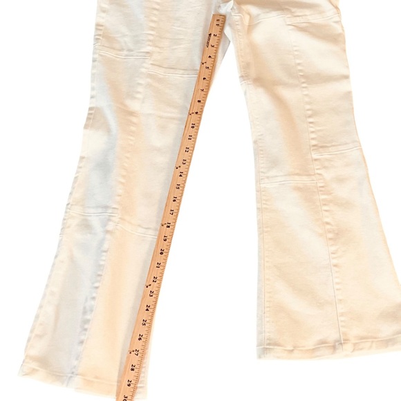 West of Melrose High Rise Patchwork Flare Jeans in Off White Ivory - Picture 16 of 16